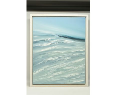 LYNNE TIMMINGTON (BRITISH CONTEMPORARY) 'MEDITERRANEAN BLUE',  a seascape with blue skies, signed bottom left, oil on canvas,