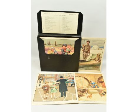 A COMPLETE SET OF SIXTY VINTAGE TEACHING AID PRINTS, titled 'Teaching in Practice for Infant Schools', each print has a diffe