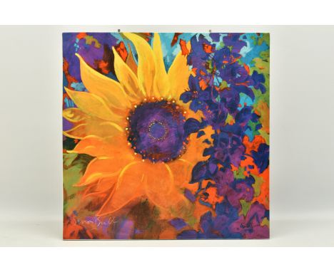 SIMON BULL (BRITISH 1958) 'LISTEN TO THE MELODY' a signed limited edition print on canvas depicting colourful flowers, 147/20