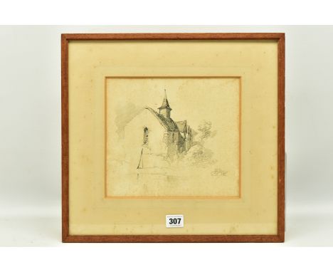 HENRY BRIGHT (1814-1874) SKETCH OF A CHURCH, a study of a church, signed and indistinctly dated lower right, pencil on paper,