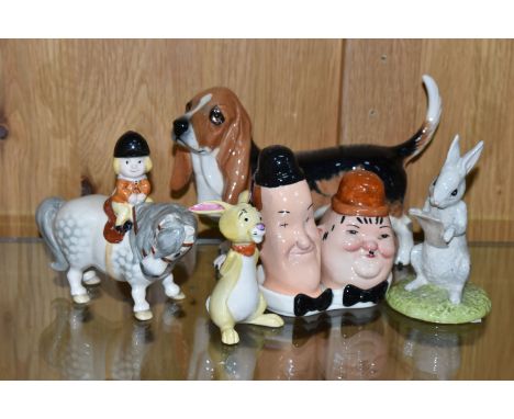 A GROUP OF BESWICK AND ROYAL DOULTON CERAMICS, comprising a John Beswick 'An Angel on Horseback' from the Norman Thelwell ser