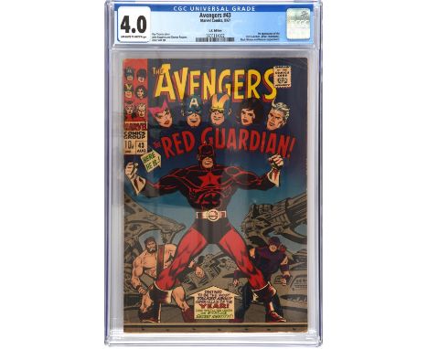 The Avengers No. 43 CGC Grade 4.0 featuring the 1st appearance of the Red Guardian (Marvel comics, August 1967).1st appearanc