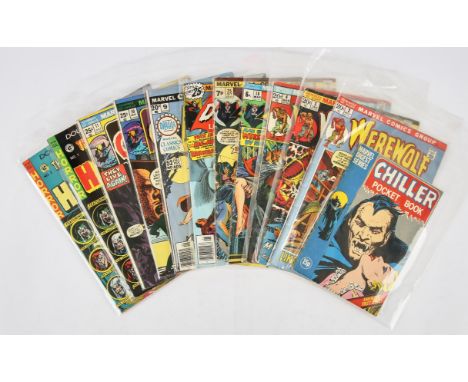 Werewolf By Night, Tomb of Dracula, Chamber of Chills and others: a group of 12 Marvel horror comics (Marvel Comics / EC Comi
