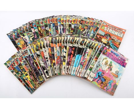Doctor Strange: a large group of 77 silver and bronze age issues featuring notable issues (Marvel Comics, 1974 onwards).This 