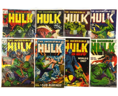 The Incredible Hulk: a group of 13 early Silver-age issues featuring classic covers and notable issues (Marvel Comics, 1967 o