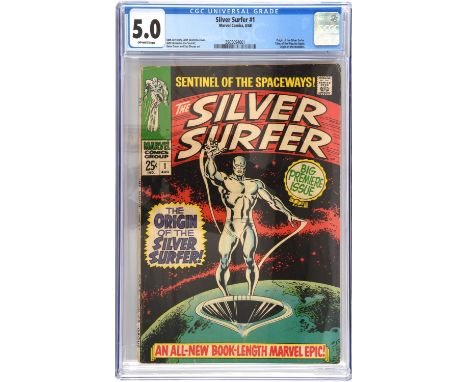 The Silver Surfer No. 1 CGC Grade 5.0 featuring the origin and 1st solo Silver Surfer story (Marvel comics, August 1968).  Ta