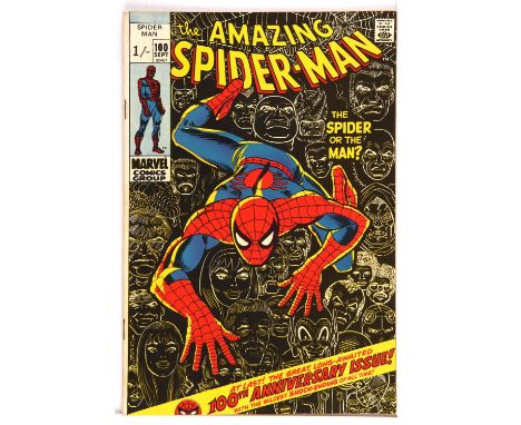 The Amazing Spider-Man No. 100 (Marvel Comics, 1971).Key 100th anniversary issue. Major Marvel Comics milestone issue.This lo
