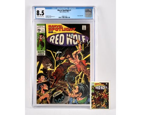 Marvel Spotlight on…Red Wolf No. 1 CGC Grade 8.5. US Cents copy and matching First Cover trading card (Marvel Comics, 1971 / 