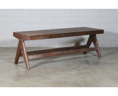 Pierre Jeanneret (Swiss, 1896-1967), a model 'PJ-010902' teak bench, c.1955, designed for the Punjab University Hostel, Chand