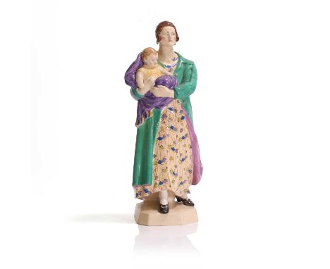 Charles Vyse (1882-1971), 1922, a Chelsea Pottery figure of 'The Madonna of the World's End Passage', painted marks,24.5cm hi