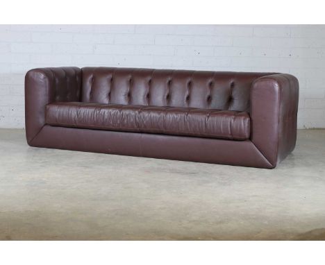 A David Linley chesterfield sofa, of recent manufacture, of rectangular form, the button back upholstered in burgundy leather