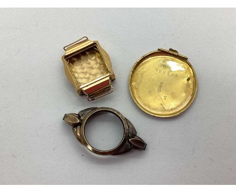 A 9ct Gold Wristwatch Case Back, together with a vintage ladies wristwatch case, stamped "18K 0,750", etc.