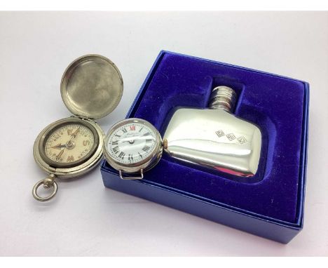 Medana Swiss Made; An Early XX Century Hallmarked Silver Cased Wristwatch Head, (no strap) the signed white dial with black a