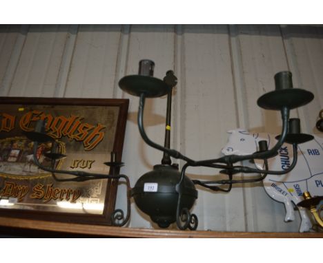 A metal nine branch chandelier 