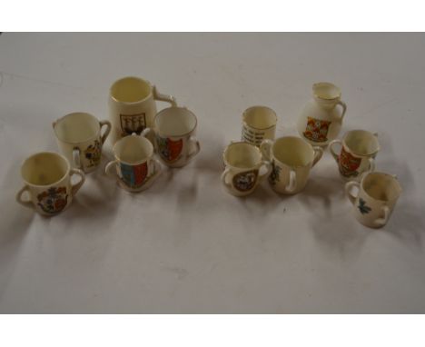 Two trays of Goss crested china