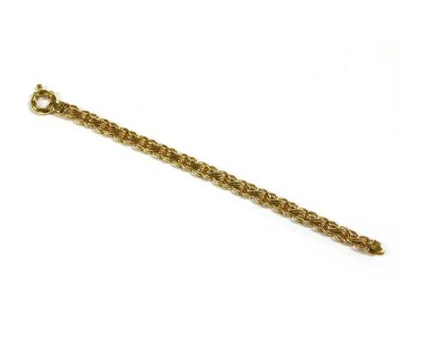 A 9ct gold hollow figure of eight link bracelet, with jumbo bolt ring, Sheffield, 190mm long, 8.81gCondition report: Minor su