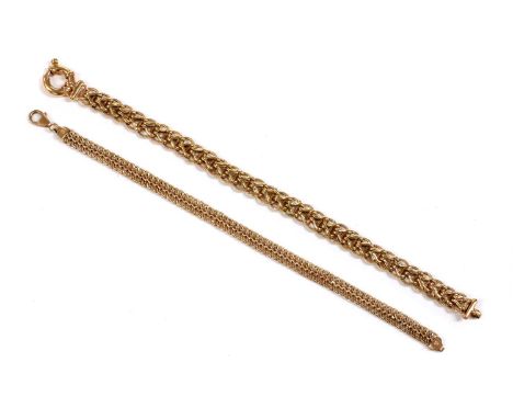 A 9ct rose gold figure of eight link bracelet, with side lever clasp, Sheffield, 190mm long, together with a 9ct rose gold fa