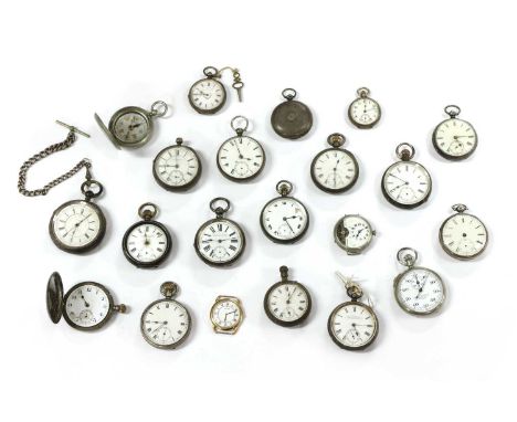 A quantity of damaged pocket watches, to include a sterling silver centre seconds chronograph pocket watch, Chester, a sterli