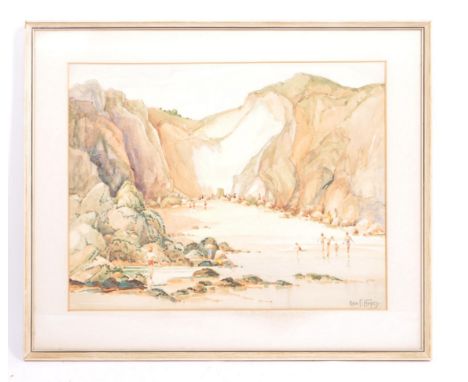Rex F Hopes (British 1890-1982) Coastal Watercolour  Measures 42cm x 50cm Framed and glazed   Bristol savages - of local inte