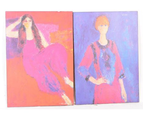 Bernard Cathelin (French, 1919-2004) - Two vintage 20th century abstract prints. Depicting female figures in broad colours. W