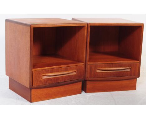 Victor B Wilkins - G Plan - Fresco Range - A pair of 20th Century retro vintage teak bedsides / bedside tables. Both raised o