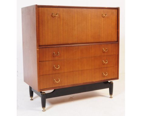 E Gomme for G Plan Furniture - Librenza Range - A mid century tola wood cabinet. Rectangular form with top pull down cabinet 