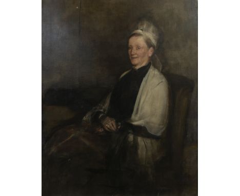 SIR JAMES GUTHRIE PPRSA (SCOTTISH 1859 - 1930), THE PORTRAIT OF MRS MACLEHOSE oil on canvas, inscribed 'Mrs. Maclehose' on th