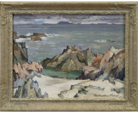 * JOHN MACLAUCHLAN MILNE RSA (SCOTTISH 1885 - 1957), IONA SHORE oil on board, signed 46.5cm x 61.5cm (approximately 18.31 x 2