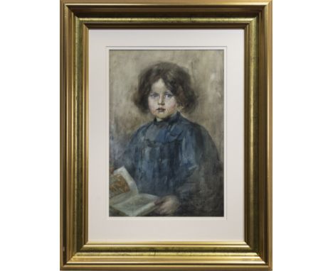 HANNAH CLARKE PRESTON MACGOUN RSW (SCOTTISH 1867 - 1913), HALF-LENGTH PORTRAIT OF A YOUNG GIRL watercolour, on paper, signed 