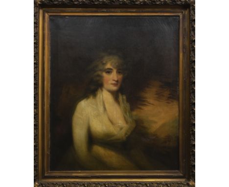 CIRCLE OF SIR HENRY RAEBURN (SCOTTISH 1756 - 1823), PORTRAIT OF A LADY oil on canvas 77cm x 64cm Framed.