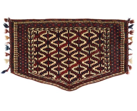 A YOMUT AZMALYK, WEST TURKESTAN, FIRST QUARTER 20TH CENTURY the ivory ground with a stepped gul and leaf trellis, approximate