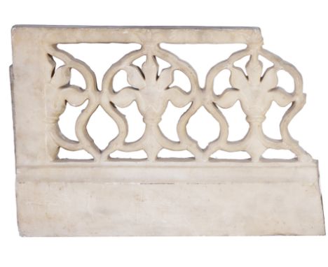 A MUGHAL MARBLE ARCHITECTURAL FRAGMENT, NORTHERN INDIA, CIRCA 18TH CENTURY  probably from a balustrade, the openwork design c