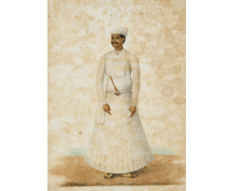 A COMPANY SCHOOL PORTRAIT OF A DEWAN, BENGAL, FIRST HALF 19TH CENTURY watercolour on paper, in the style of Sheikh Muhammad A