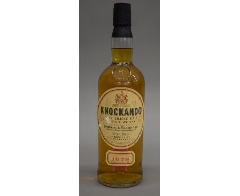 A bottle of 1978 Knockando Pure Single Malt Scotch Whiskey, bottled in 1993.