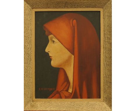 A DE LISSNYDER, A Portrait of a Lady, oil; together with three other paintings. The former 28.5 x 38 cm.