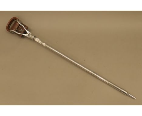 An aluminium shooting stick by Swaine &amp; Adeney, owned by D Claridge 1929 of 76 South Audley Street, Mayfair. 91.5 cm long