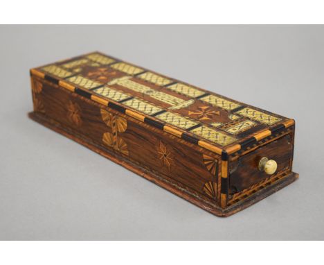 A 19th century inlaid cribbage box. 