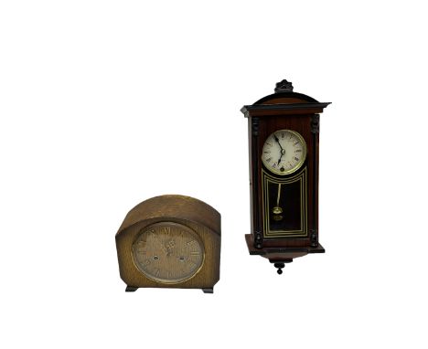 Oak striking mantle clock with a Smiths movement and a 31 day timepiece spring driven wall clock.