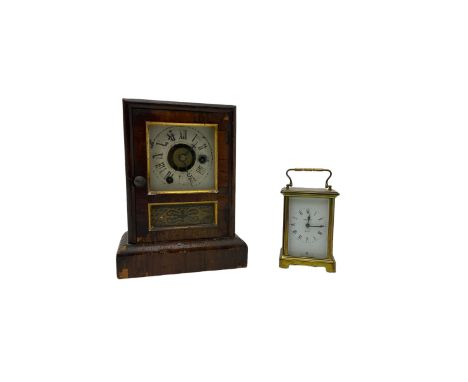 A French carriage clock by Duverdrey & Bloquel c1920, with three glass panels and white enamel dial, Roman numerals and minut