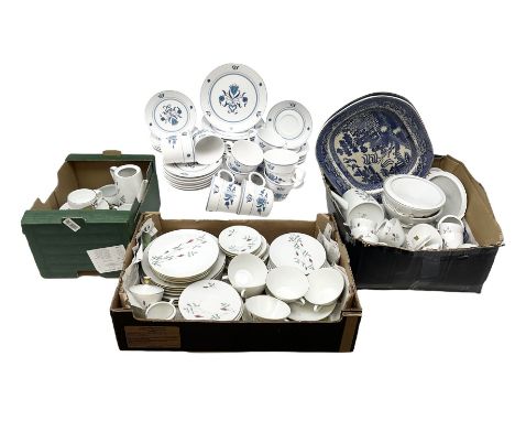 Royal Worcester Evesham pattern teawares, Noritake part tea service decorated in the 'Progression Blue Haven' pattern, togeth