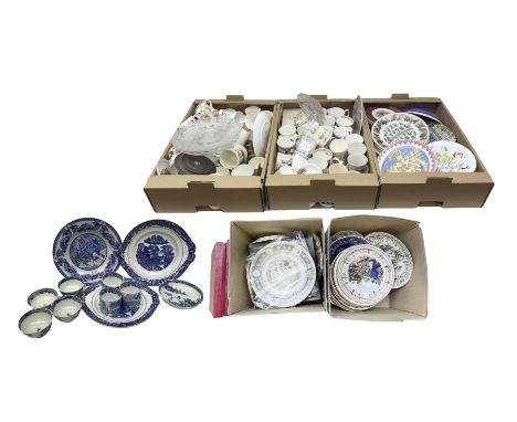 late 18th, early 19th century chinese export tea bowl, together with a collection of other blue and white ceramics to include