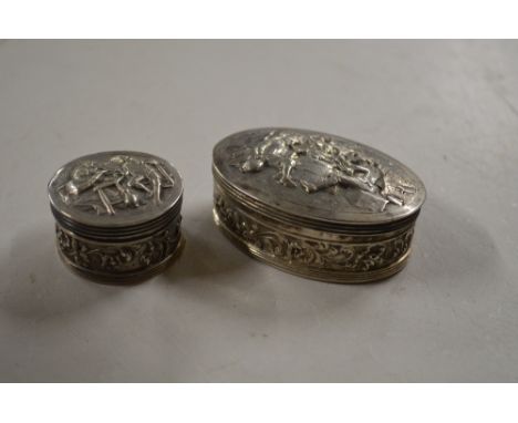 A Dutch silver snuff box; and a pill box similar