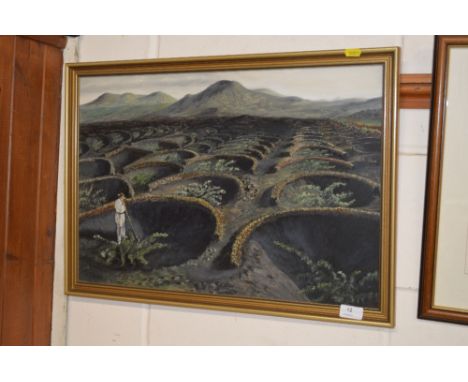 Stanley R Horn, oil on panel study depicting a landscape of Lanzarote