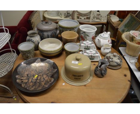 A farmhouse cheese dish and cover; together with  quantity of Portmeirion china; a Denby ware pot and cover, vase etc. 