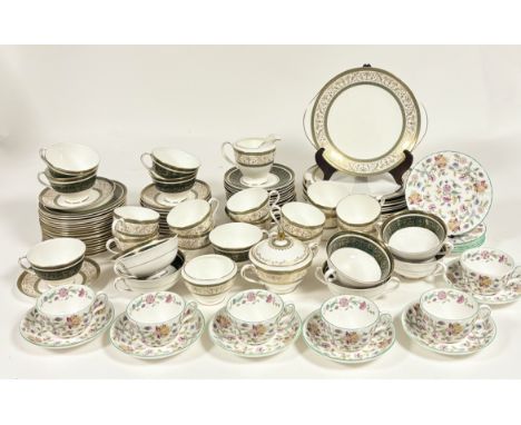 A collection of various teacups and saucers China comprising, a Minton Hadden Hall pattern comprising, six teacups, six sauce