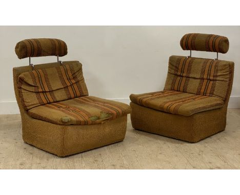 A 1970's modular two seat sofa or pair of lounge chairs, with removable head / arm rests (a/f)&nbsp;