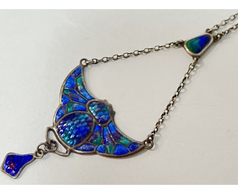 Charles Horner, a hallmarked silver and enamel 'bug' pendant (Chester 1909)