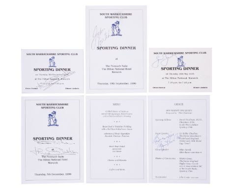 
Collection of sporting autographs,
Including 31 autographed Sporting Dinner menus from the 1990s/2000s, all bearing sporting