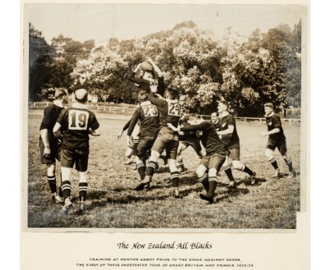 New Zealand All Blacks b&amp;w photograph training at Newton Abbot during the tour of Great Britain, Ireland, France &amp; Ca