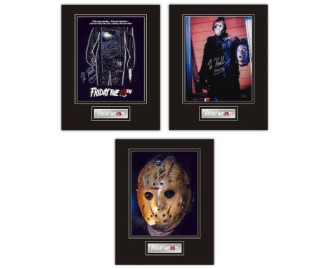 Set of 3 Stunning Displays! Friday 13th hand signed professionally mounted displays. This beautiful set of 3 displays consist